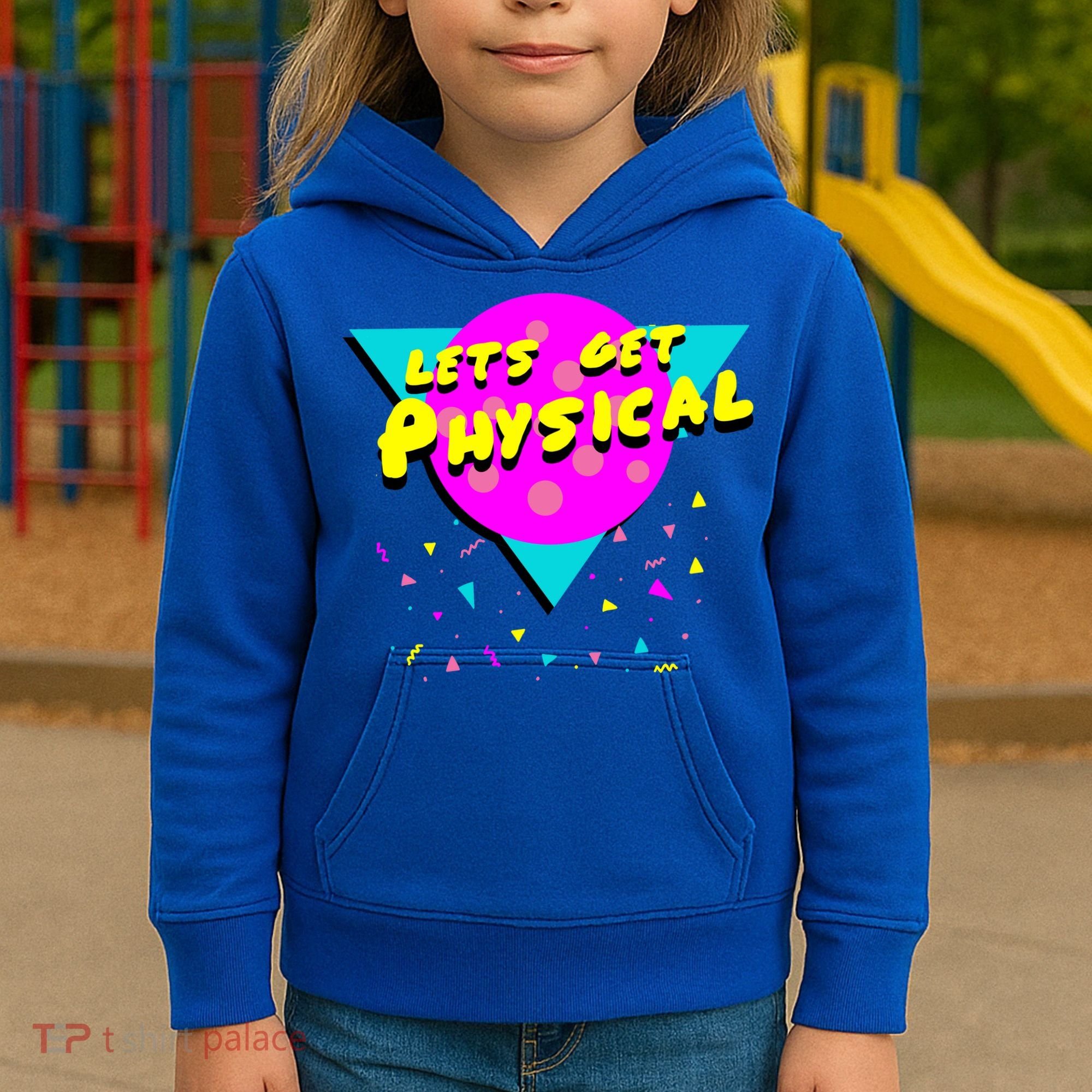 Lets Get Physical Retro 80s  Kids Hoodie