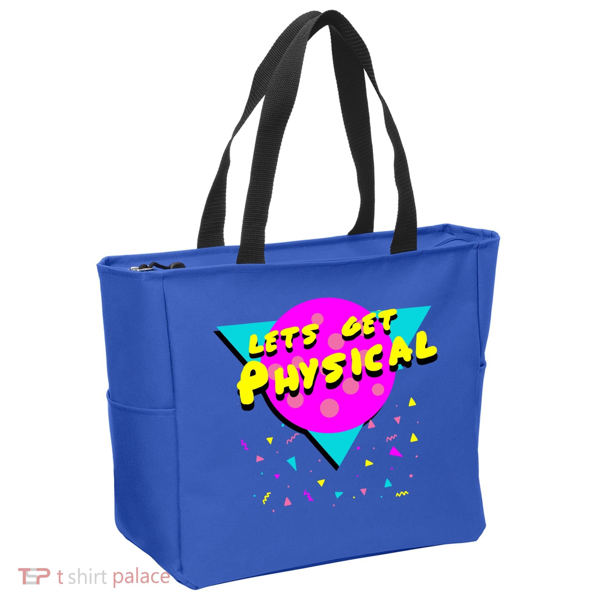 Lets Get Physical Retro 80s  Tote Bag