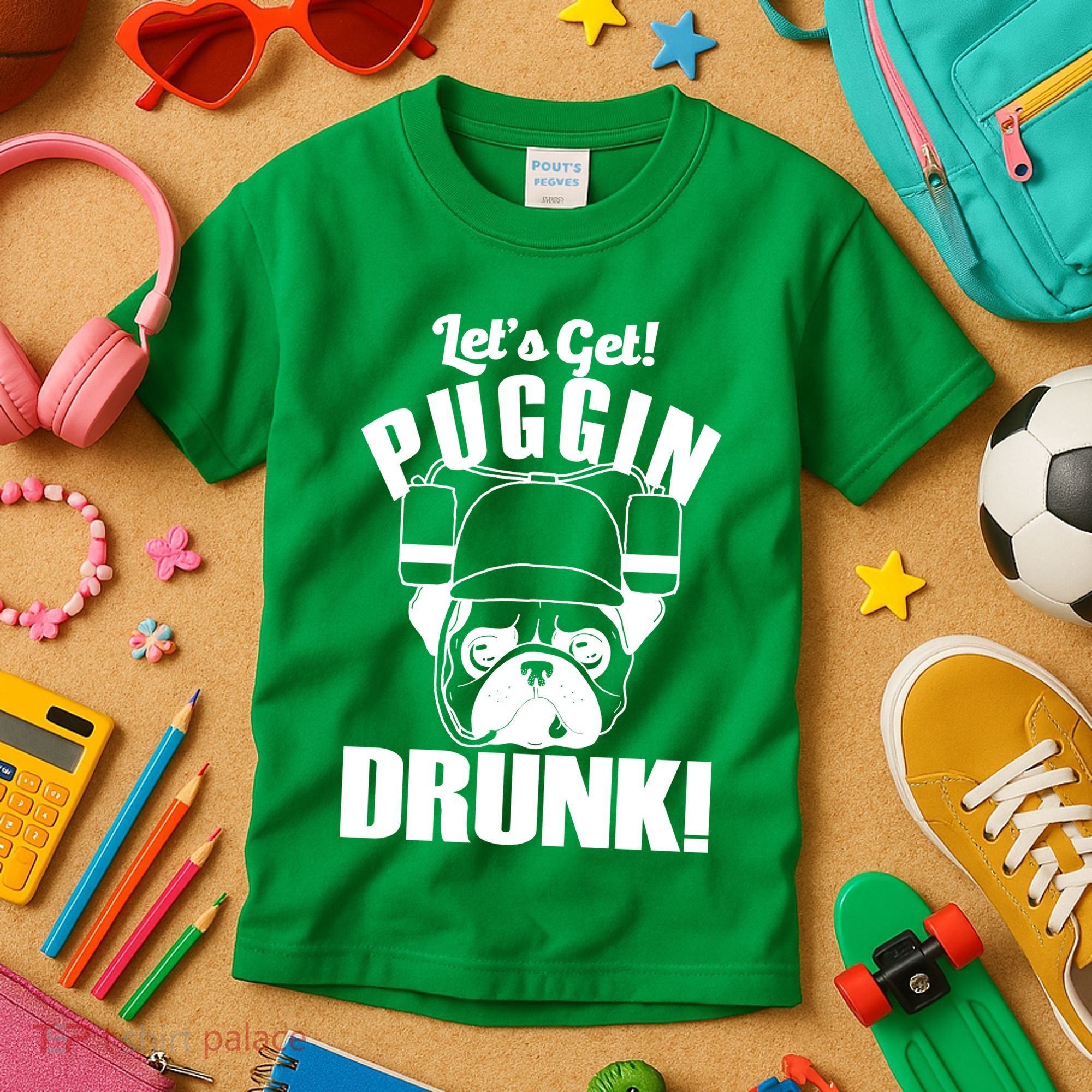 Let's Get Puggin Drunk Kids T-Shirt