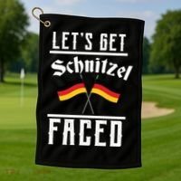 Let's Get Schnitzel Faced Golf Towel thumb 1