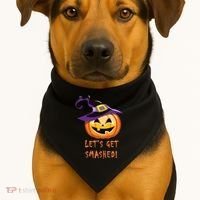 Let's Get Smashed Funny Halloween USA-Made Doggie Bandana thumb 1