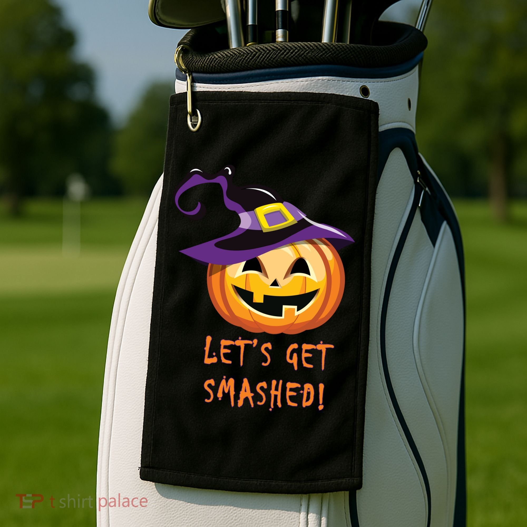 Let's Get Smashed Funny Halloween Golf Towel