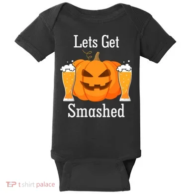 Lets Get Smashed Pumpkin Beer Halloween Party Baby Bodysuit