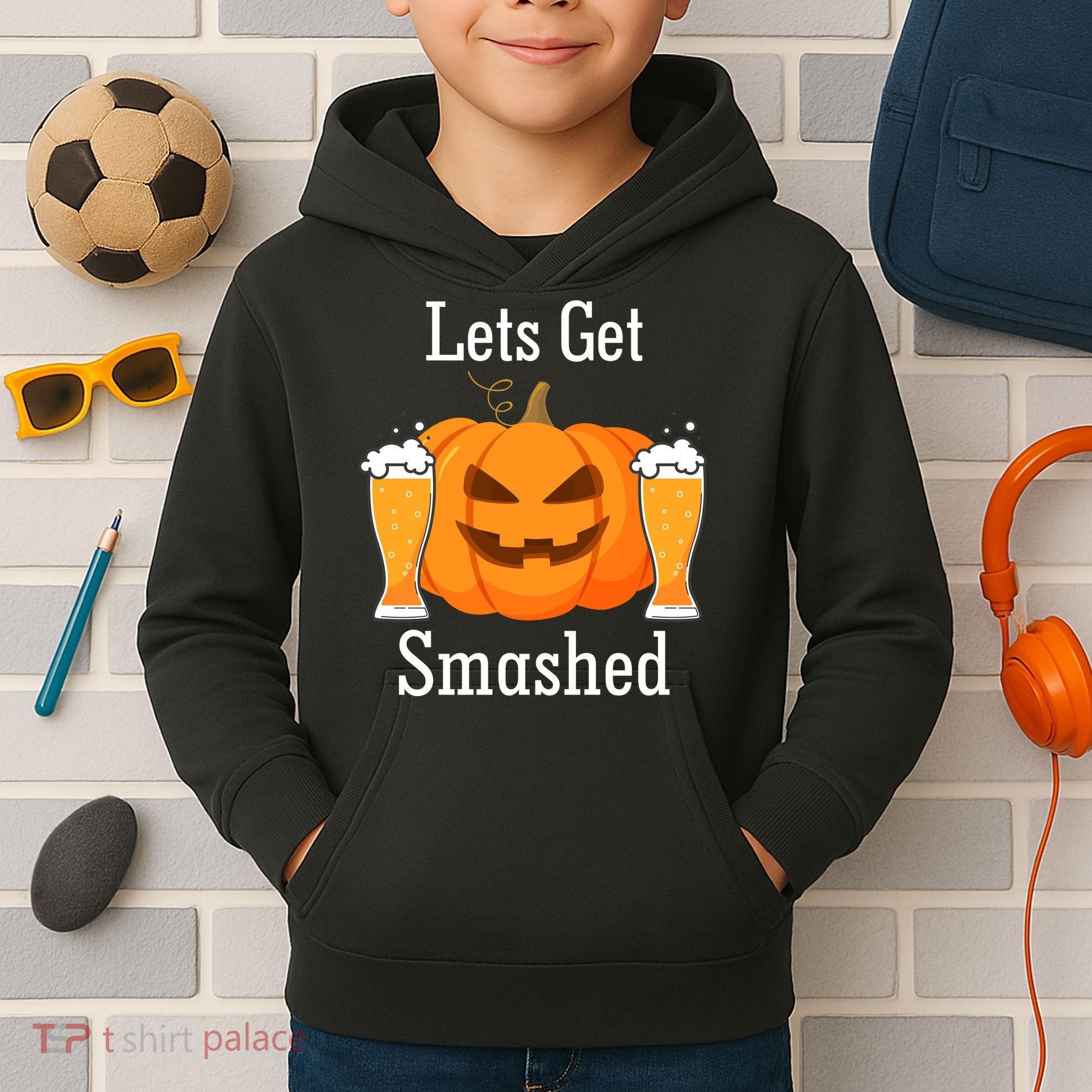 Lets Get Smashed Pumpkin Beer Halloween Party Kids Hoodie