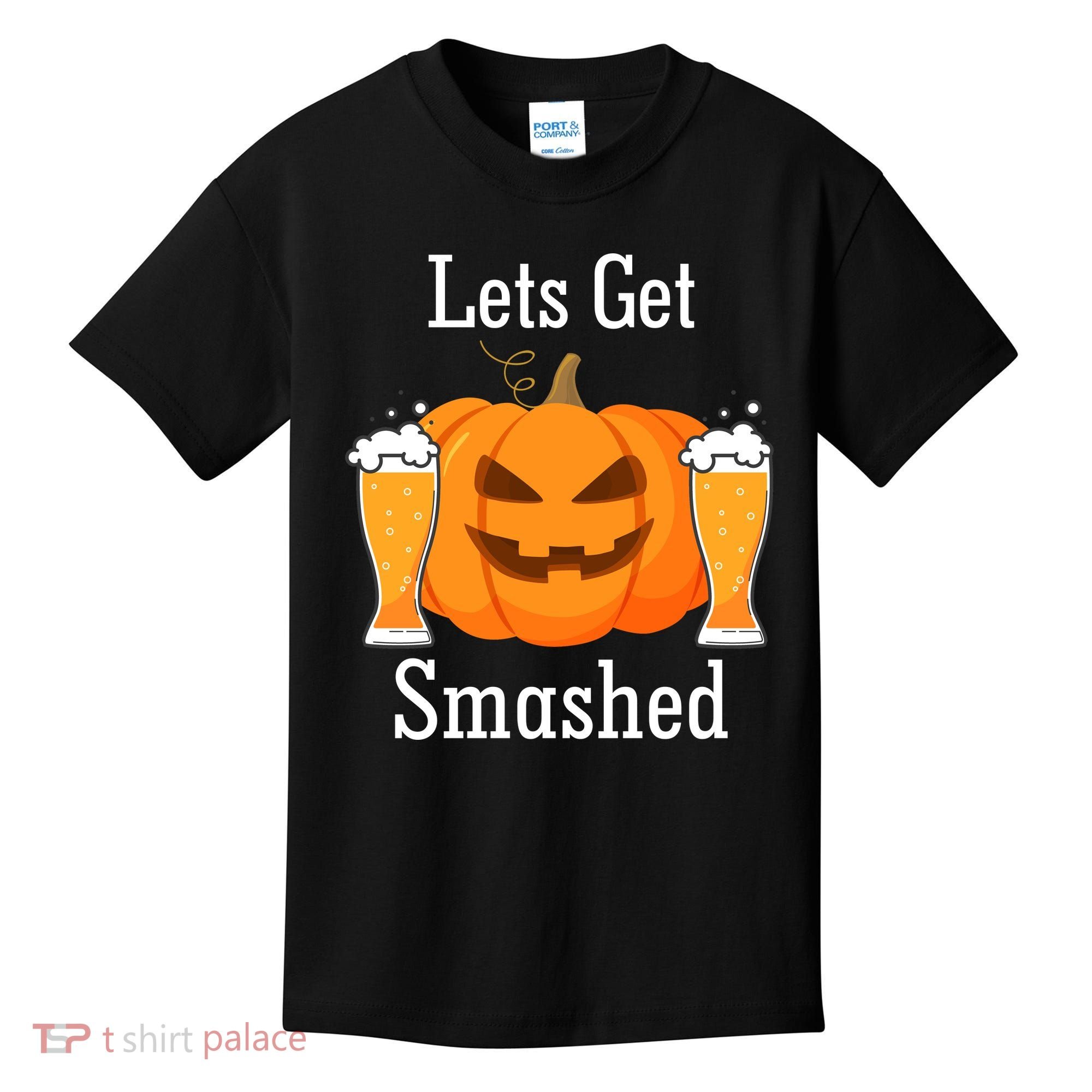 Lets Get Smashed Pumpkin Beer Halloween Party Kids T-Shirt