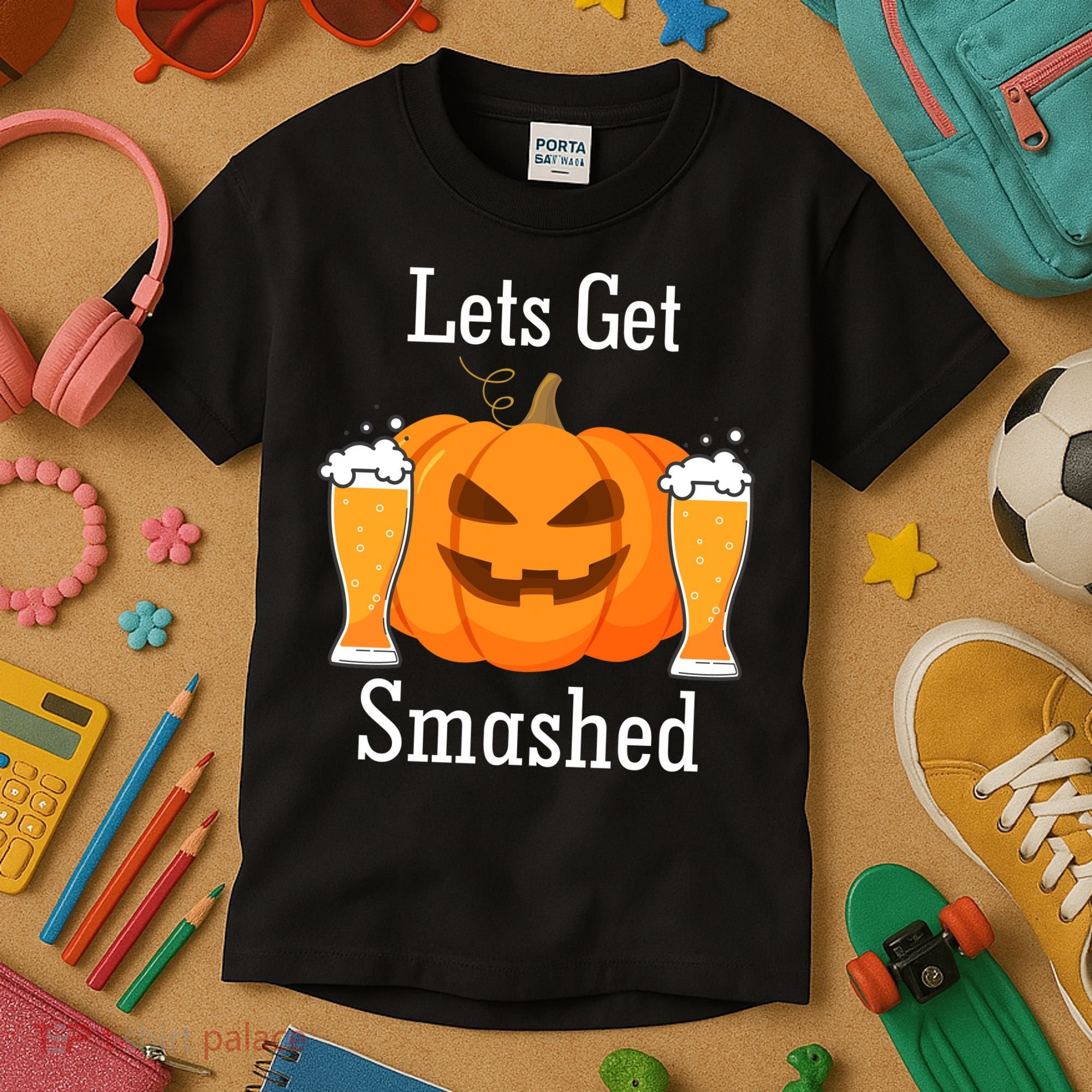 Lets Get Smashed Pumpkin Beer Halloween Party Kids T-Shirt