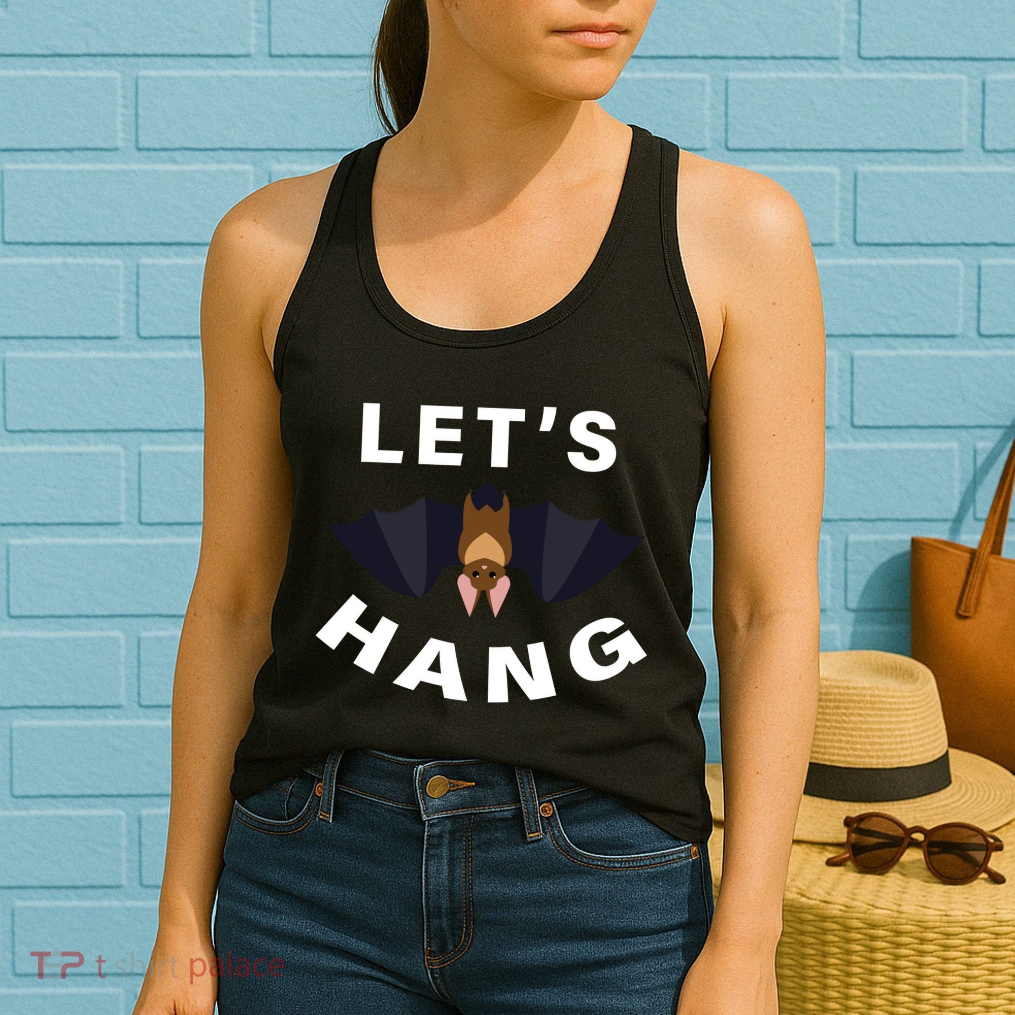 Lets Hang Funny Halloween Bat Women's Tank Top