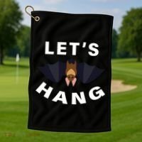 Lets Hang Funny Halloween Bat Golf Towel thumb 1