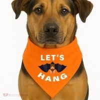 Lets Hang Funny Halloween Bat USA-Made Doggie Bandana thumb 1