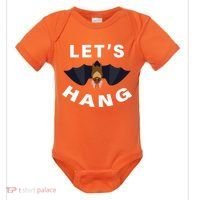 Lets Hang Funny Halloween Bat Baby Bodysuit thumb 0