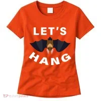 Lets Hang Funny Halloween Bat Women's T-Shirt thumb 0