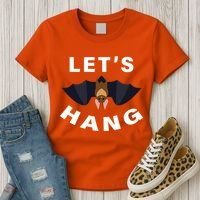 Lets Hang Funny Halloween Bat Women's T-Shirt thumb 3