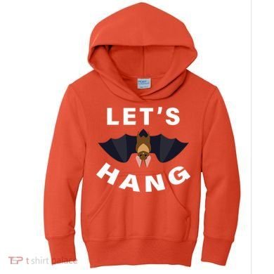 Lets Hang Funny Halloween Bat Kids Hoodie