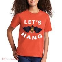 Lets Hang Funny Halloween Bat Kids T-Shirt thumb 2