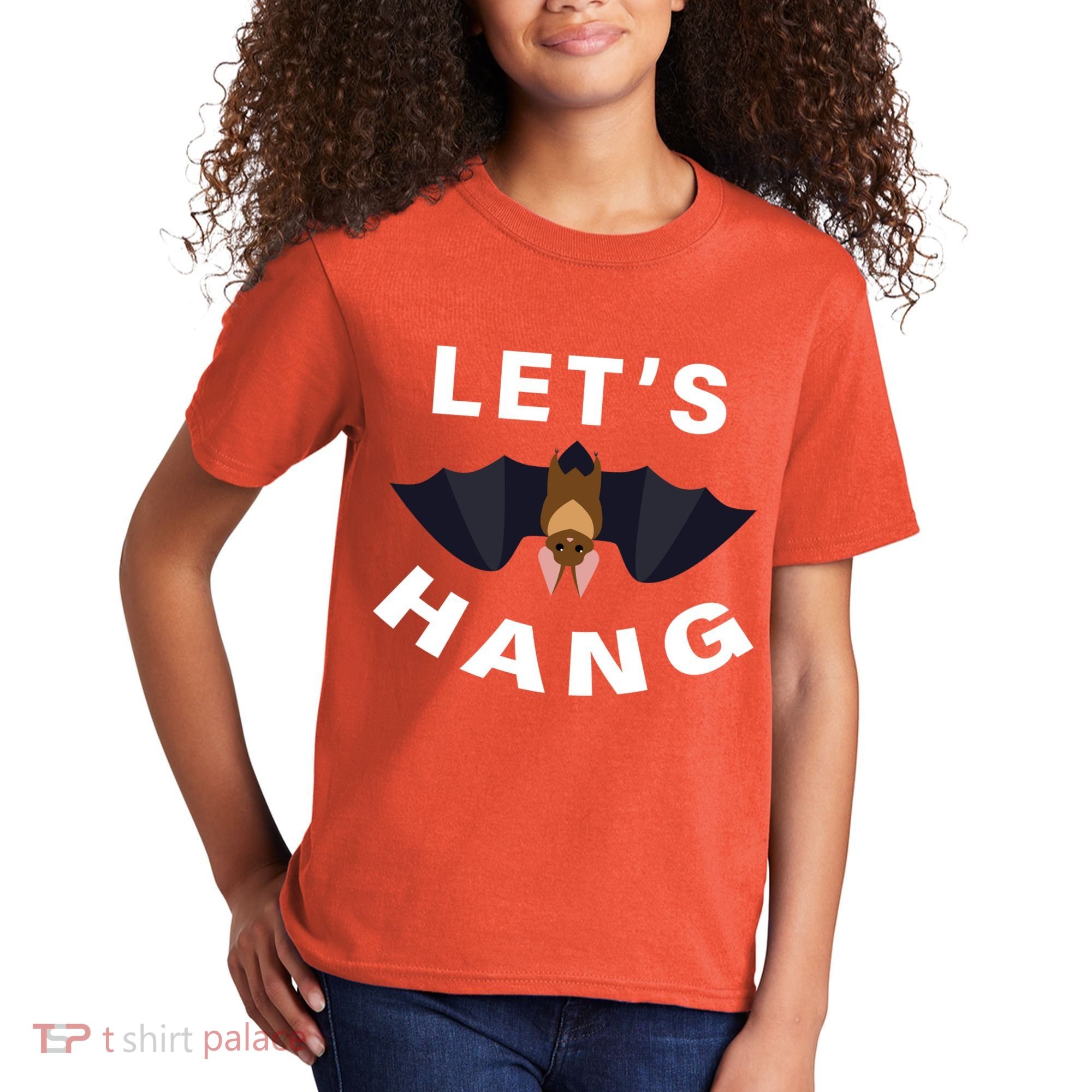 Lets Hang Funny Halloween Bat Kids T-Shirt