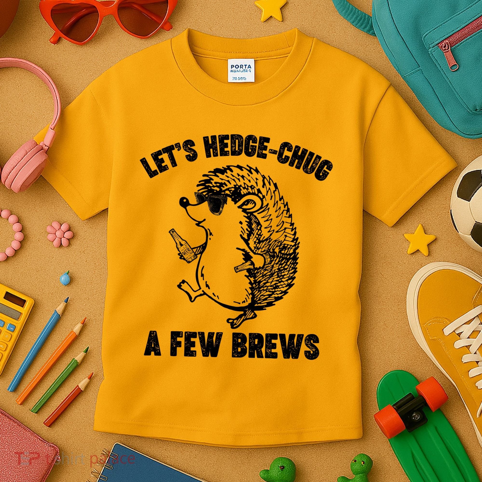 Let's Hedge-Chug A Few Brews Hedgehog Beers Kids T-Shirt