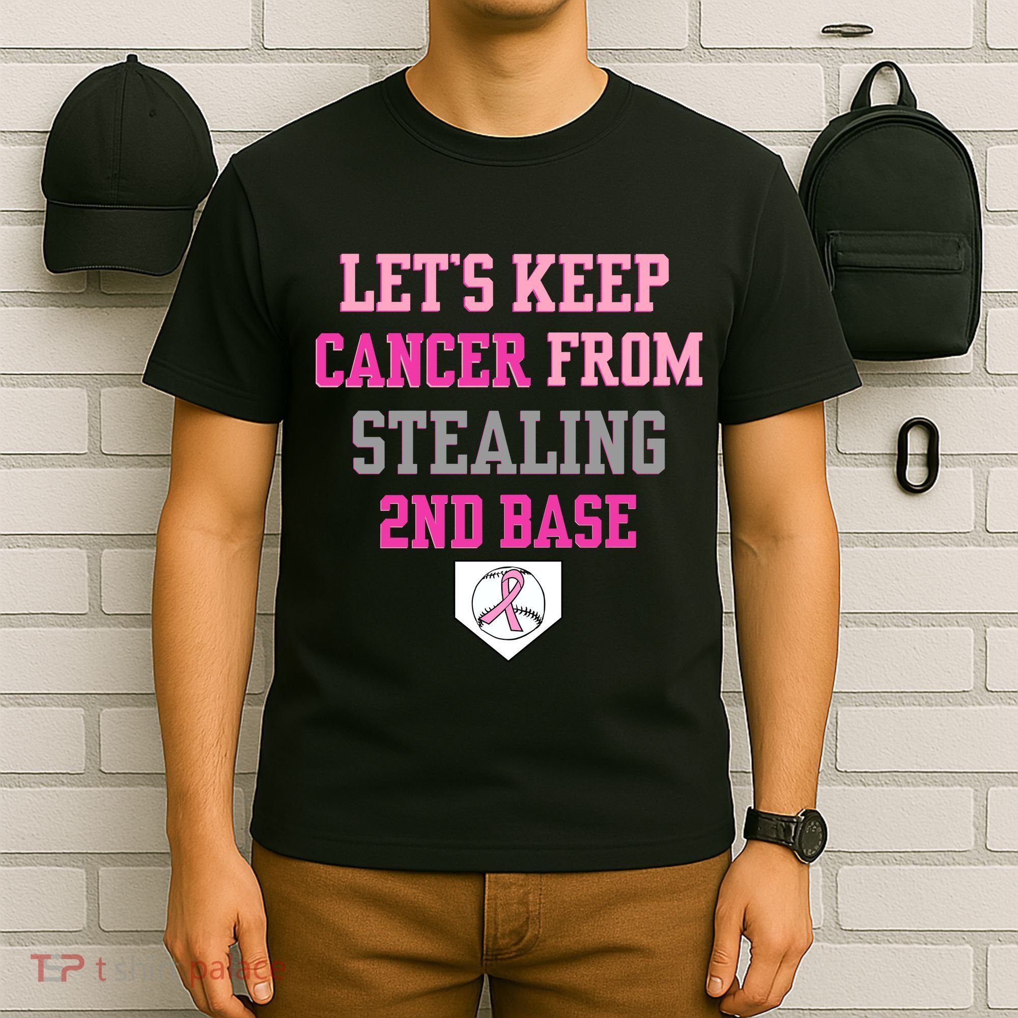 Let's Keep Cancer From Stealing 2nd Base Ribbon T-Shirt