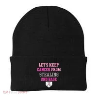 Let's Keep Cancer From Stealing 2nd Base Ribbon Beanie thumb 0