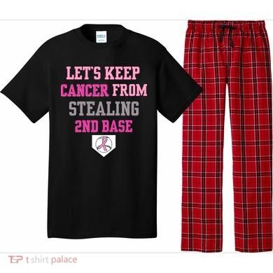 Let's Keep Cancer From Stealing 2nd Base Ribbon Pajama Set