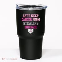 Let's Keep Cancer From Stealing 2nd Base Ribbon Tumbler thumb 0