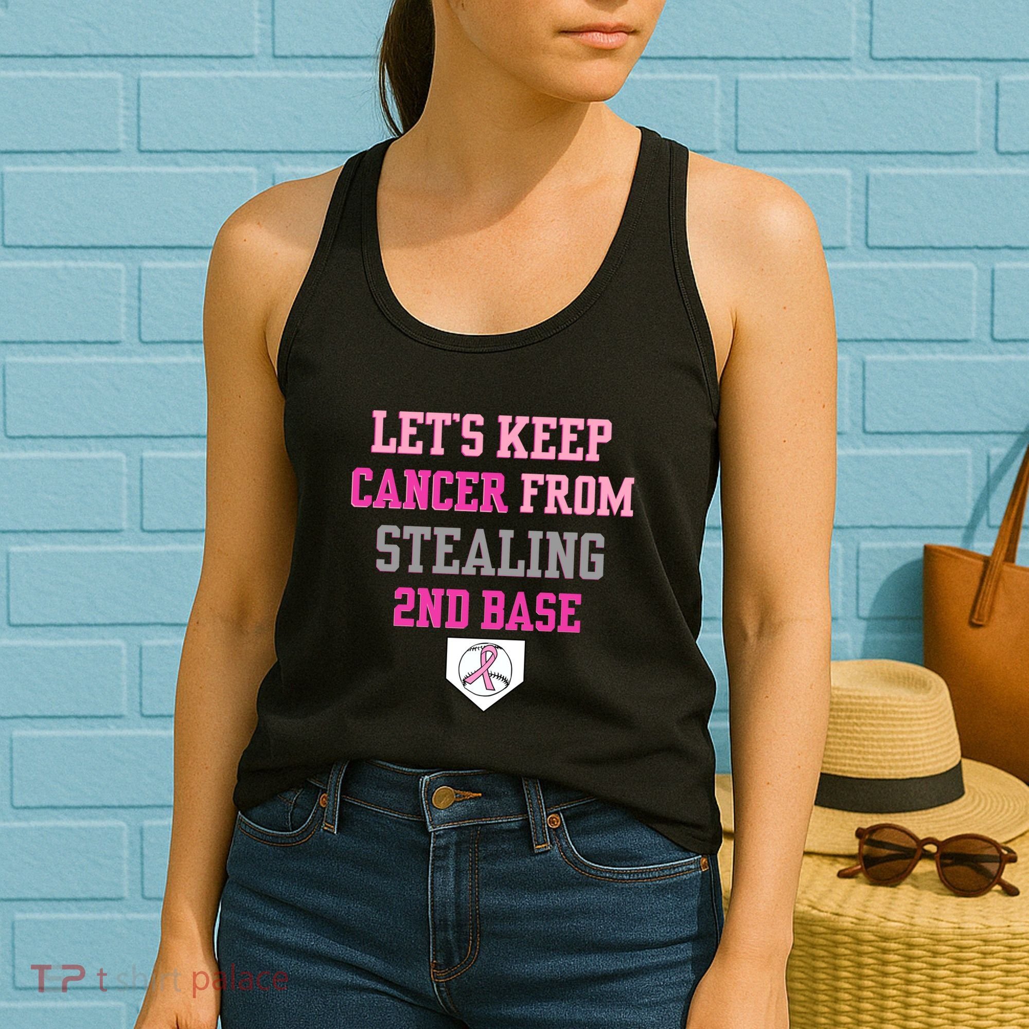 Let's Keep Cancer From Stealing 2nd Base Ribbon Women's Tank Top