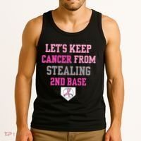Let's Keep Cancer From Stealing 2nd Base Ribbon Tank Top thumb 3