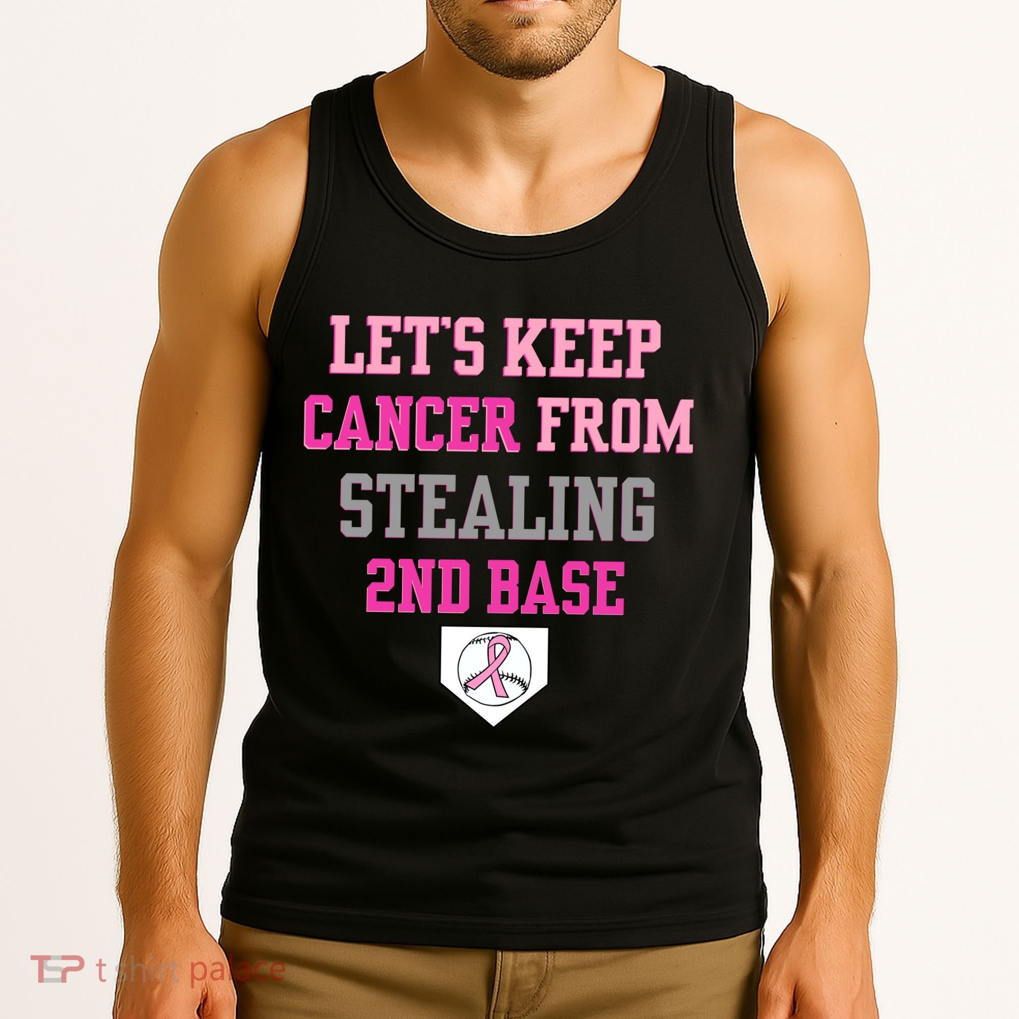 Let's Keep Cancer From Stealing 2nd Base Ribbon Tank Top