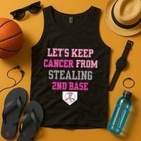 Let's Keep Cancer From Stealing 2nd Base Ribbon Tank Top thumb 4