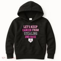 Let's Keep Cancer From Stealing 2nd Base Ribbon Kids Hoodie thumb 0
