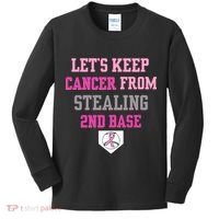 Let's Keep Cancer From Stealing 2nd Base Ribbon Kids Long Sleeve Shirt thumb 0