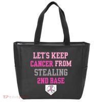 Let's Keep Cancer From Stealing 2nd Base Ribbon Tote Bag thumb 0