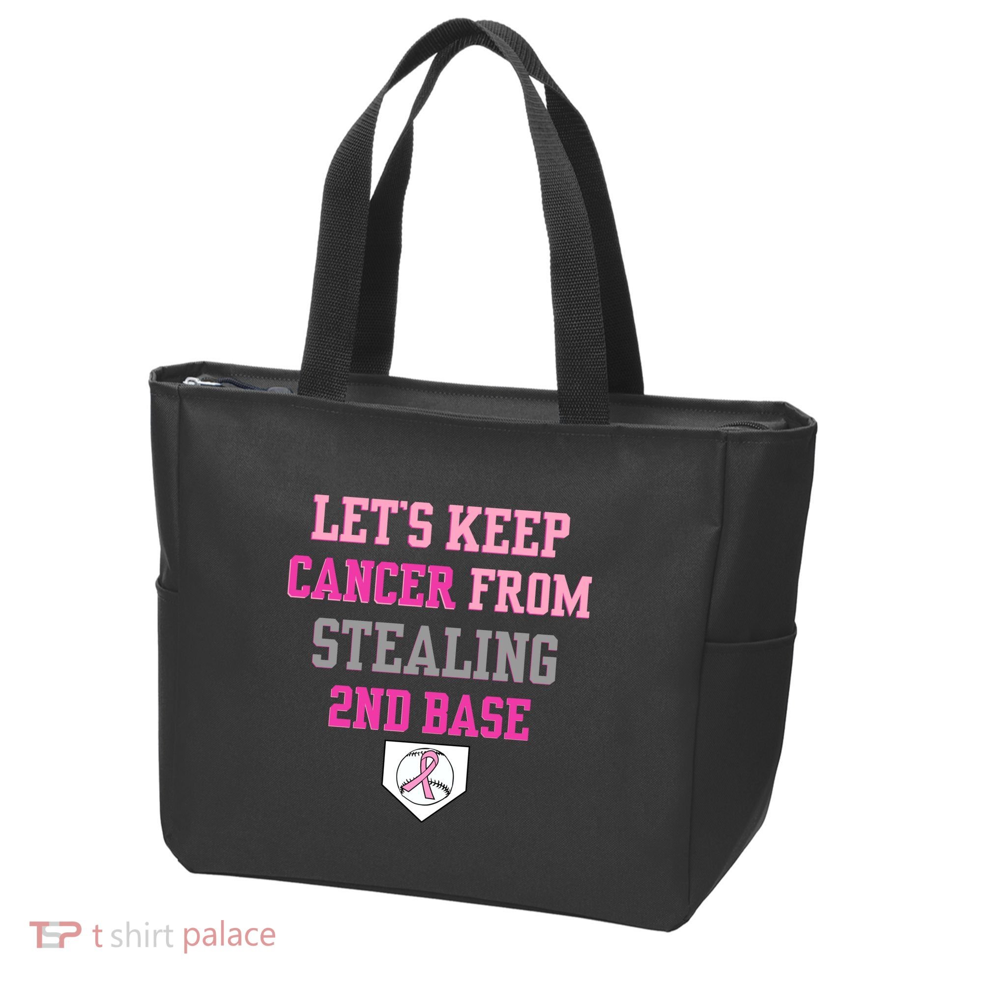Let's Keep Cancer From Stealing 2nd Base Ribbon Tote Bag