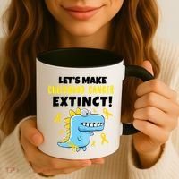 Lets Make Childhood Cancer Extinct Dinosaur Coffee Mug thumb 3