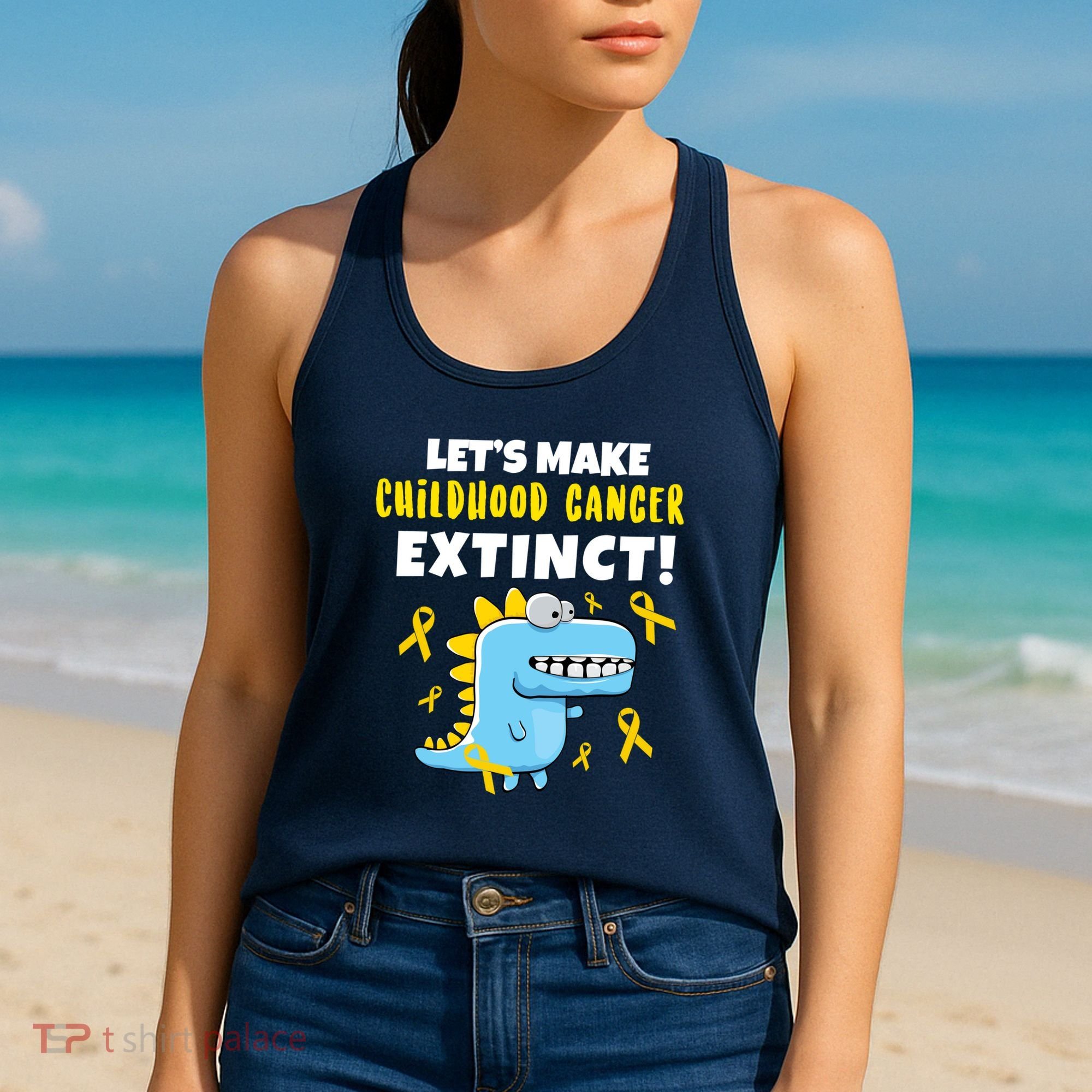 Lets Make Childhood Cancer Extinct Dinosaur Women's Tank Top