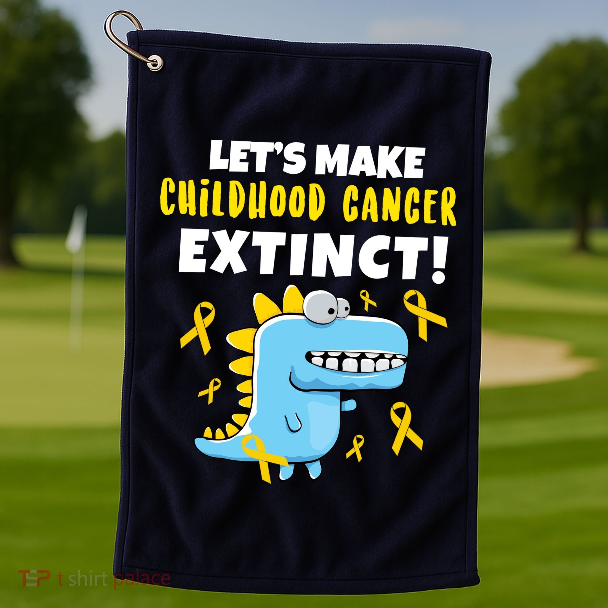 Lets Make Childhood Cancer Extinct Dinosaur Golf Towel