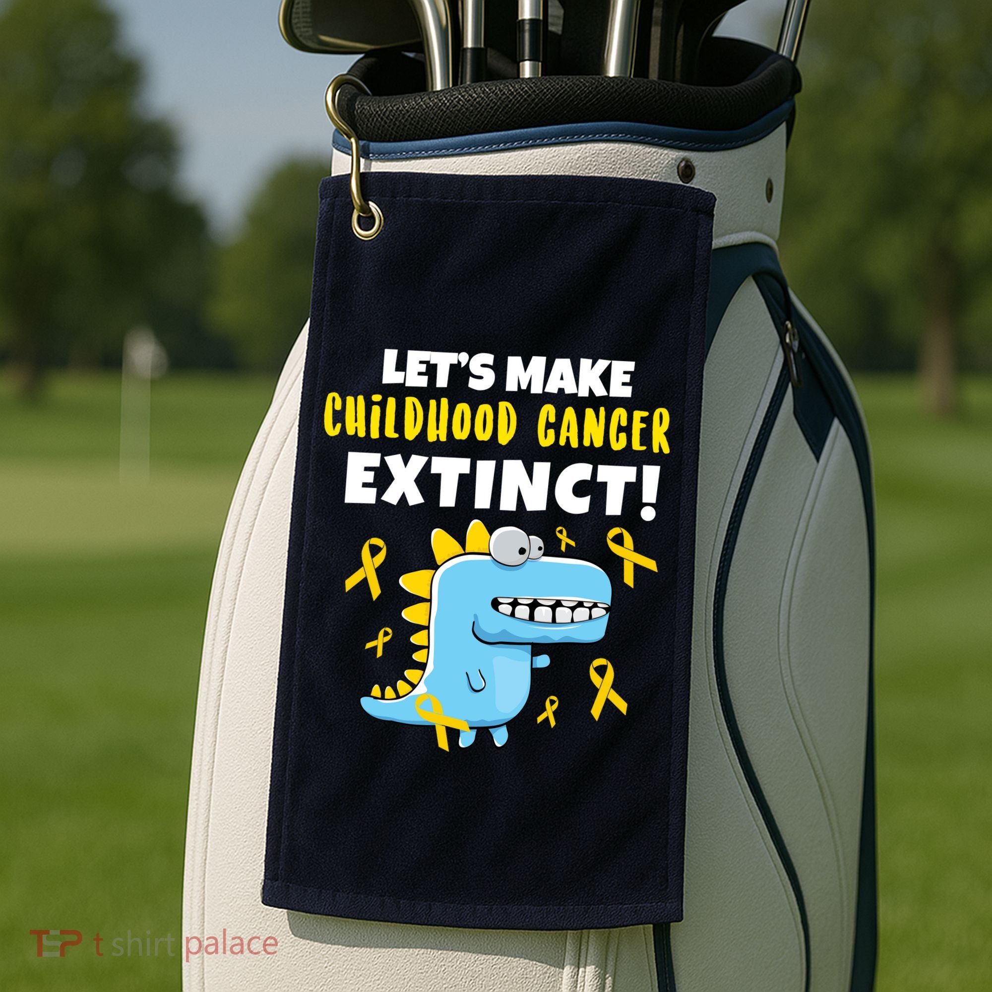Lets Make Childhood Cancer Extinct Dinosaur Golf Towel