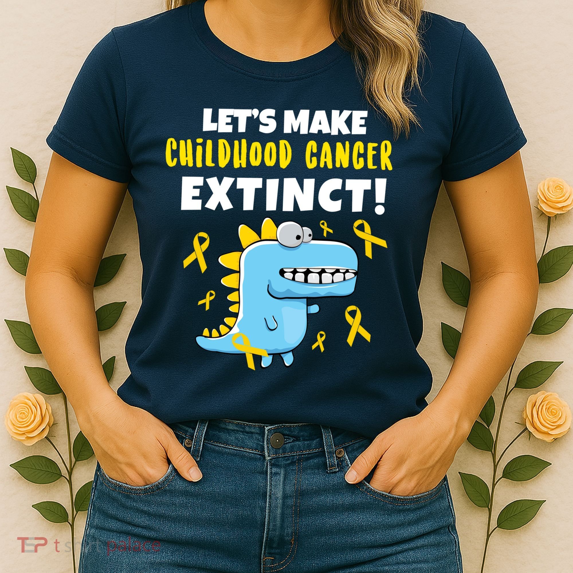 Lets Make Childhood Cancer Extinct Dinosaur Women's T-Shirt