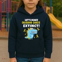 Lets Make Childhood Cancer Extinct Dinosaur Kids Hoodie thumb 3