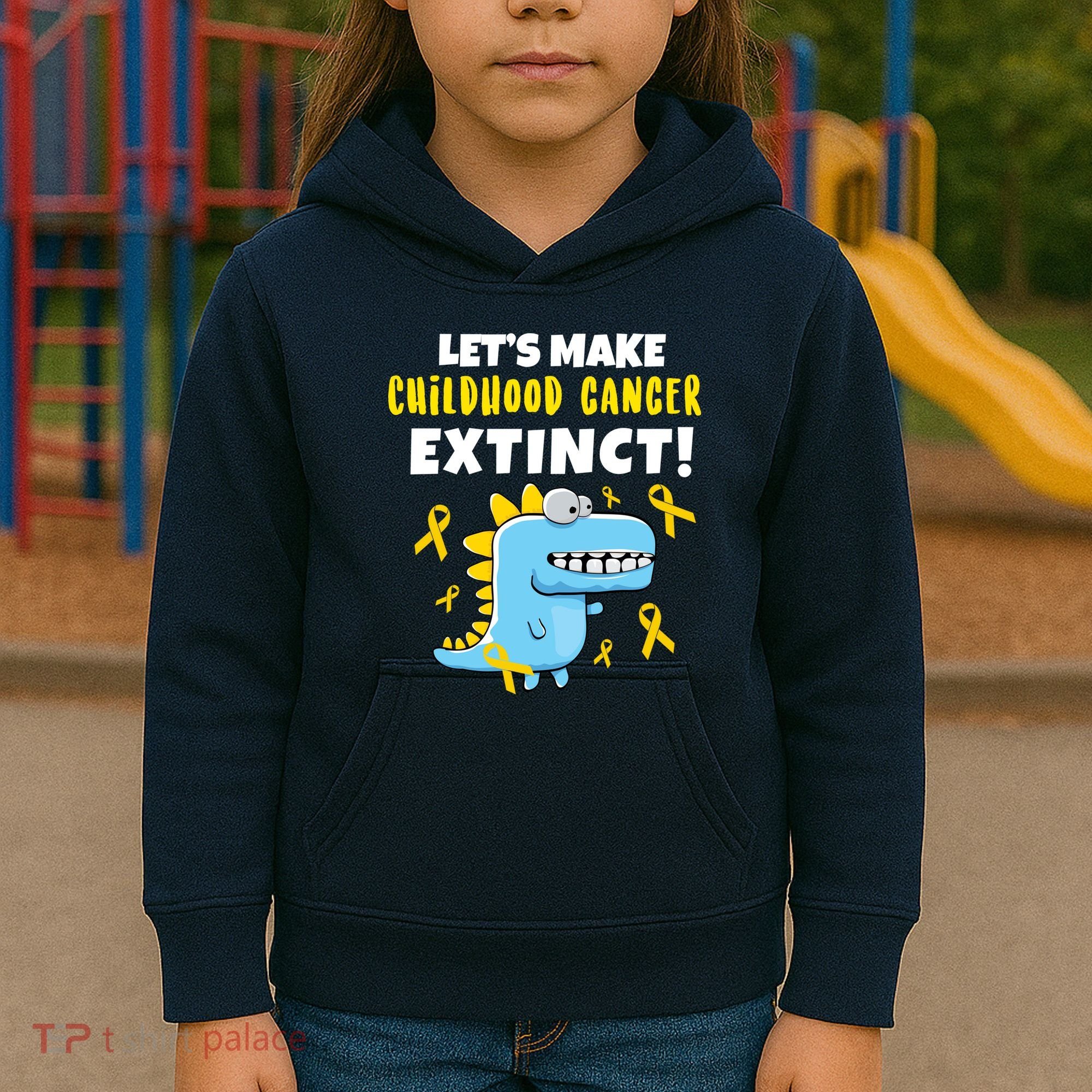Lets Make Childhood Cancer Extinct Dinosaur Kids Hoodie