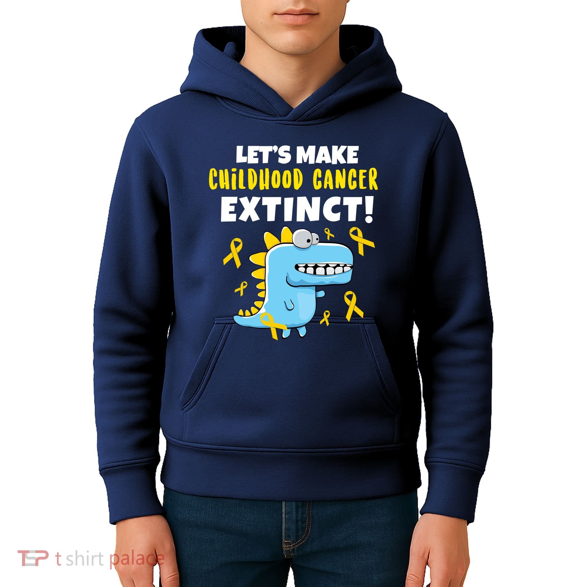 Lets Make Childhood Cancer Extinct Dinosaur Kids Hoodie