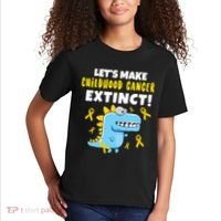 Lets Make Childhood Cancer Extinct Dinosaur Kids T-Shirt thumb 2