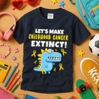 Lets Make Childhood Cancer Extinct Dinosaur Kids T-Shirt thumb 3