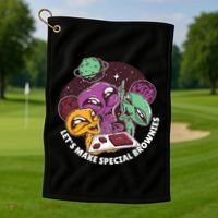 Let's Make Special Brownies Alien Golf Towel thumb 1