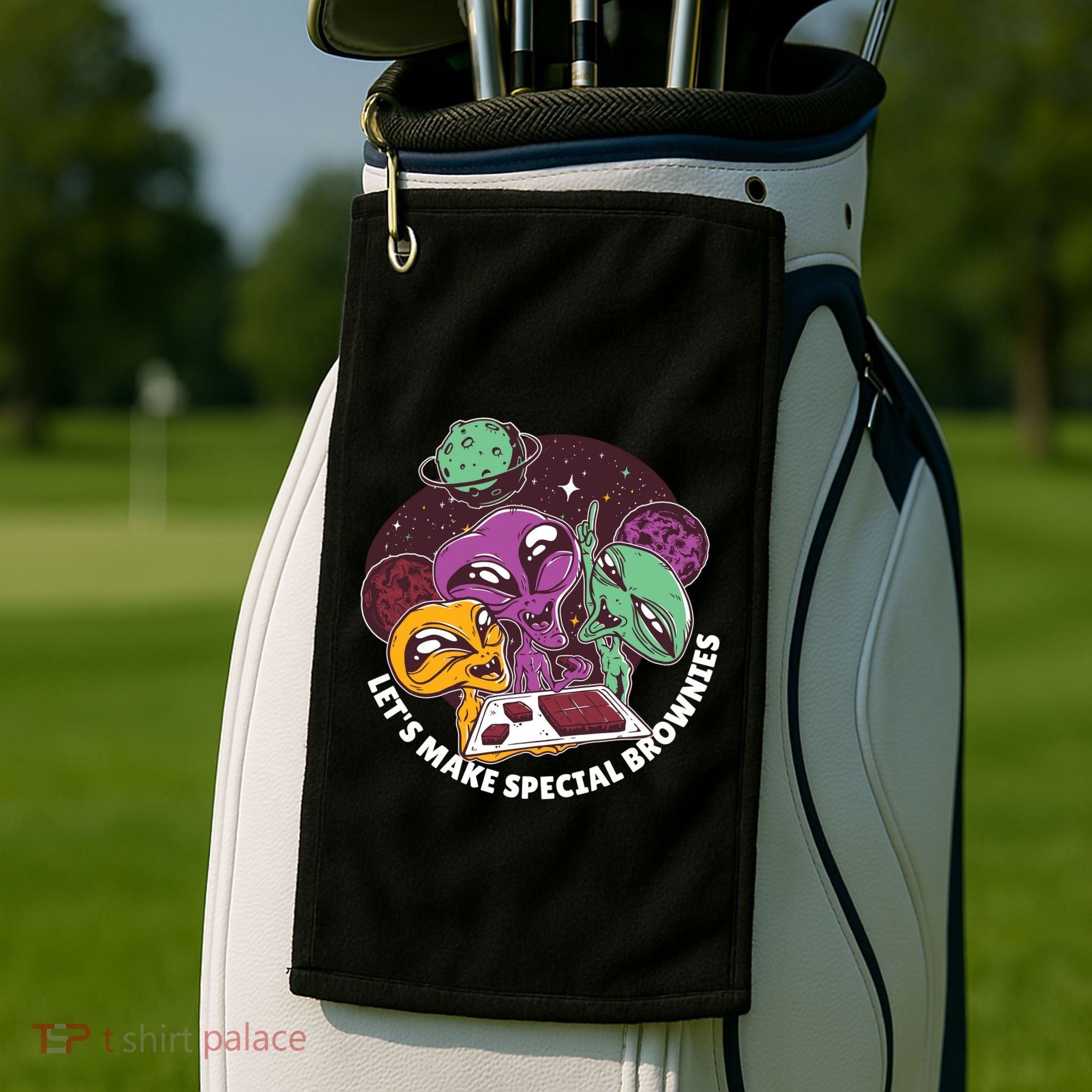 Let's Make Special Brownies Alien Golf Towel