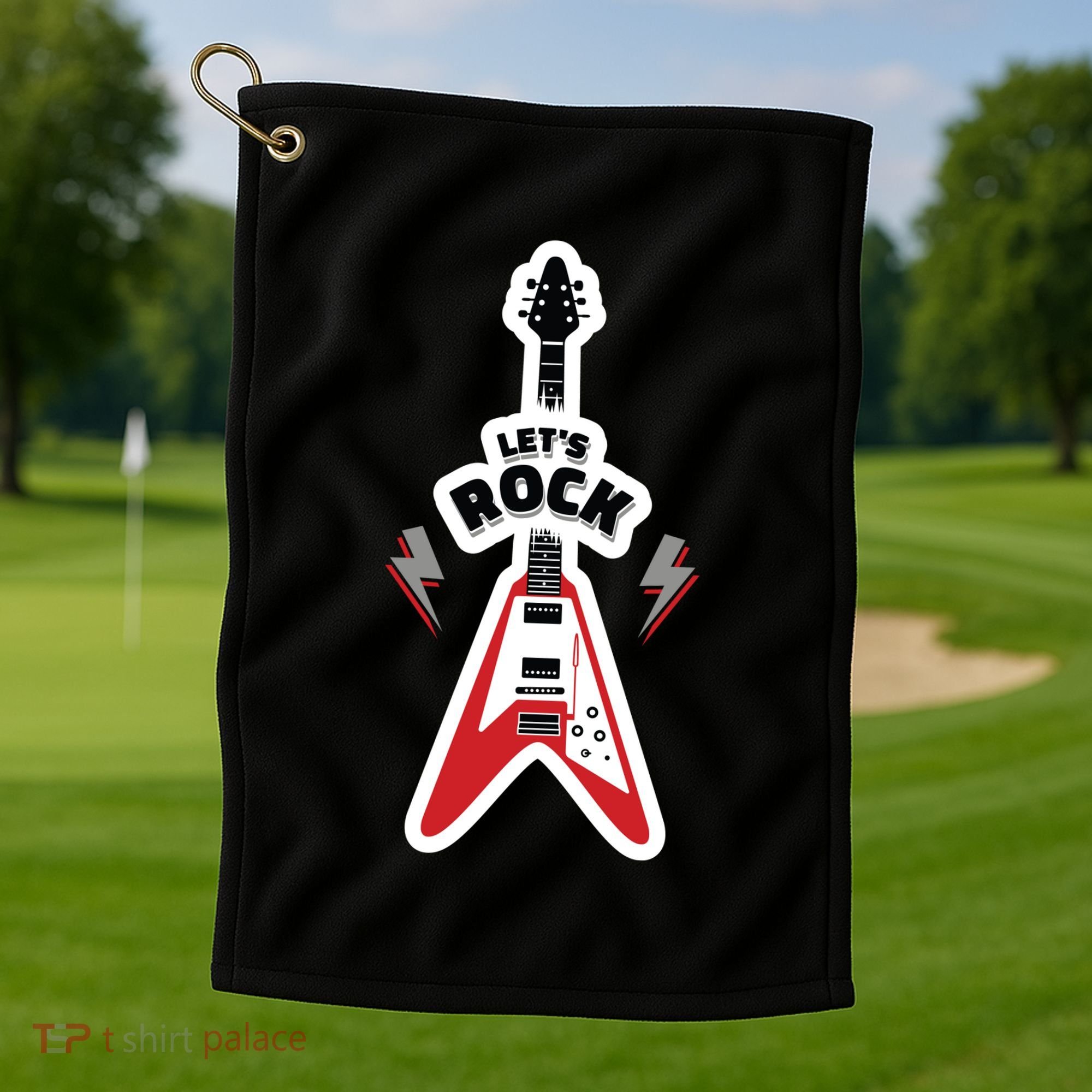 Let's Rock Guitar Golf Towel