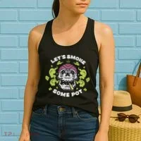 Let's Smoke Some Pot Skull Women's Tank Top thumb 2