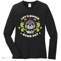 Let's Smoke Some Pot Skull Women's Long Sleeve Shirt thumb 0