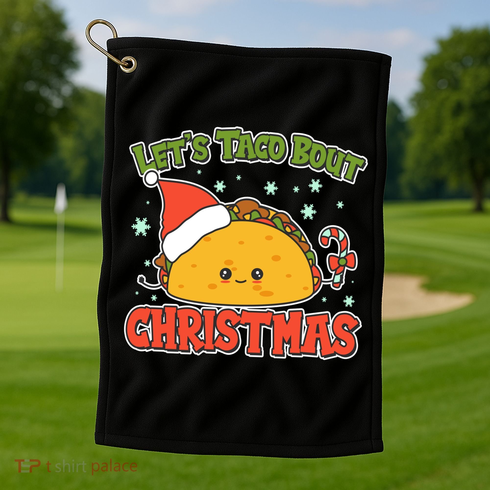 Let's Taco Bout Cute Funny Christmas Golf Towel