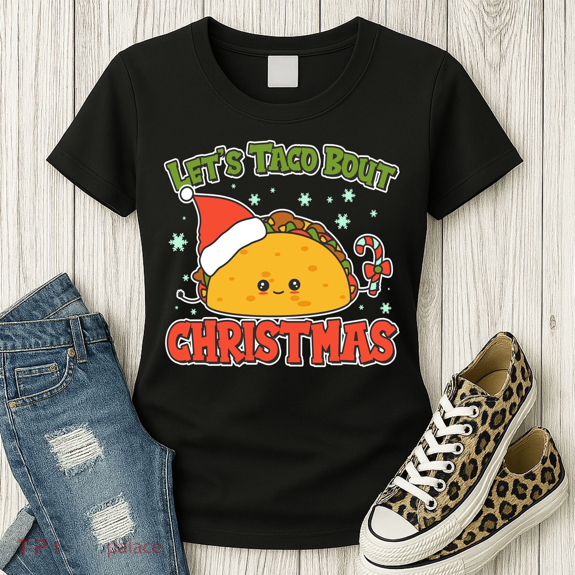 Let's Taco Bout Cute Funny Christmas Women's T-Shirt