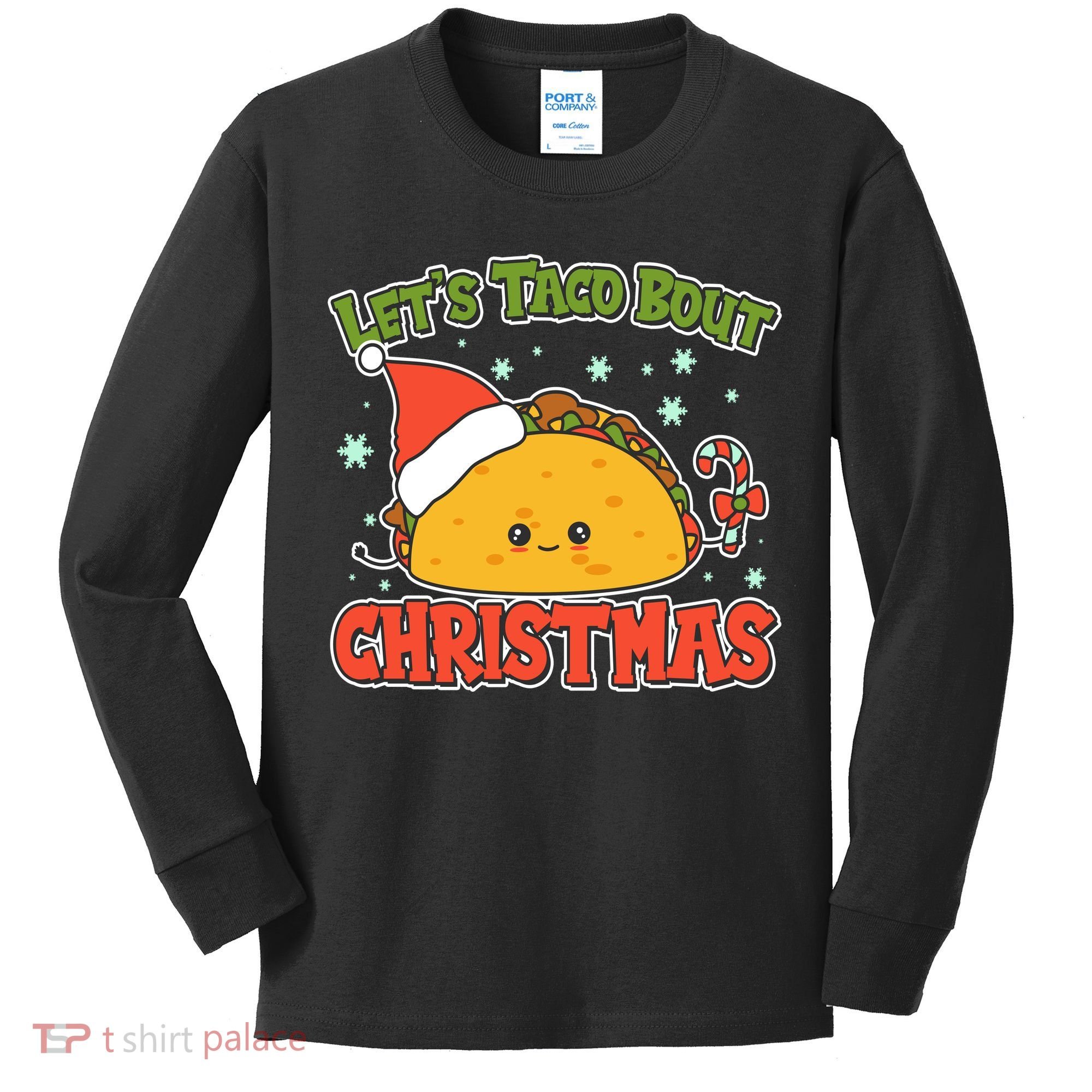 Let's Taco Bout Cute Funny Christmas Kids Long Sleeve Shirt